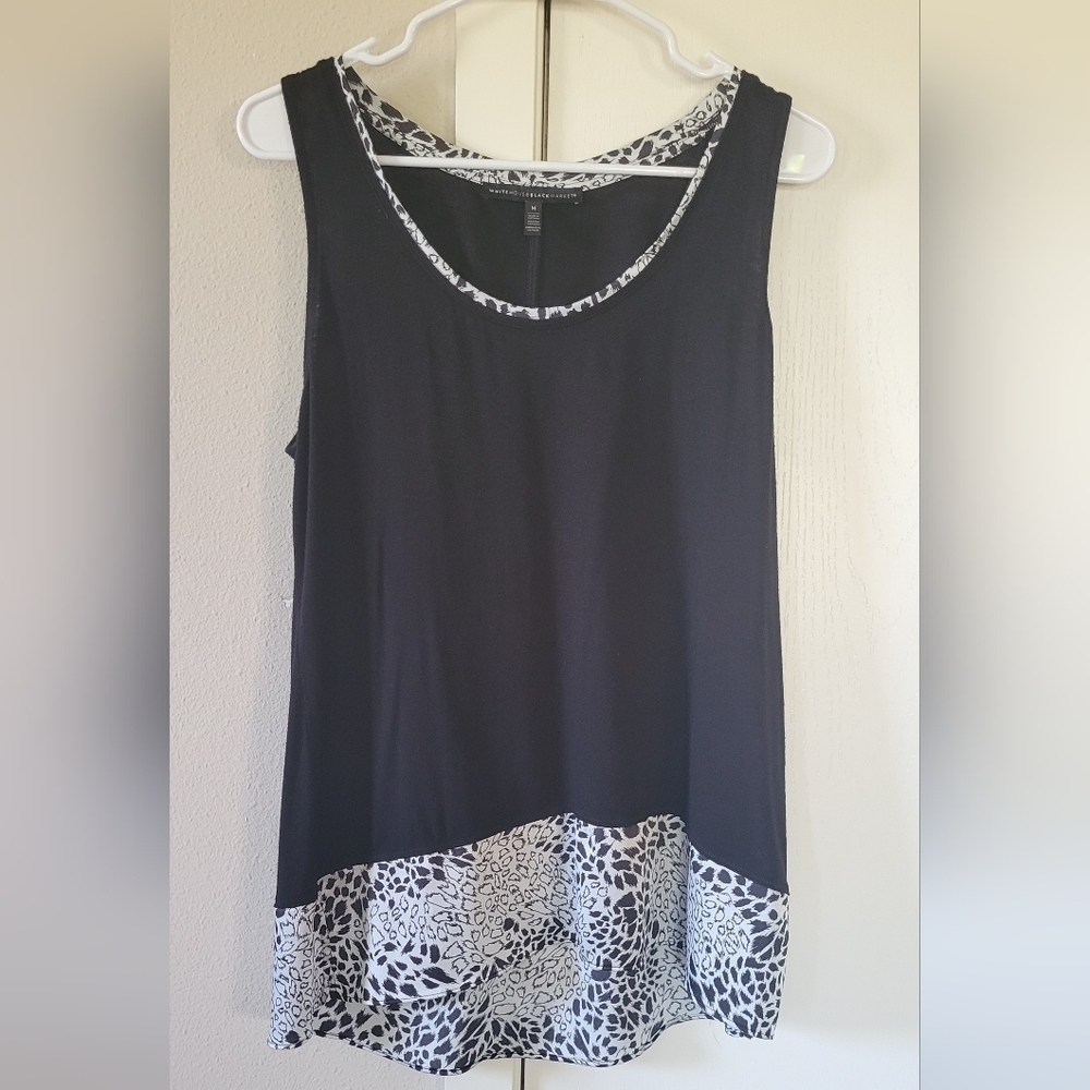 White House Black Market Casual Women Animal Print Two Tone Tank Top